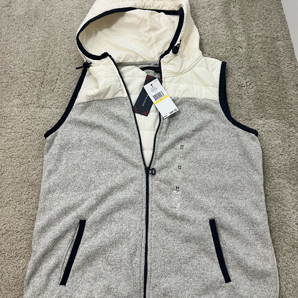 Tommy Hilfiger Gray and Cream Hooded Vest
